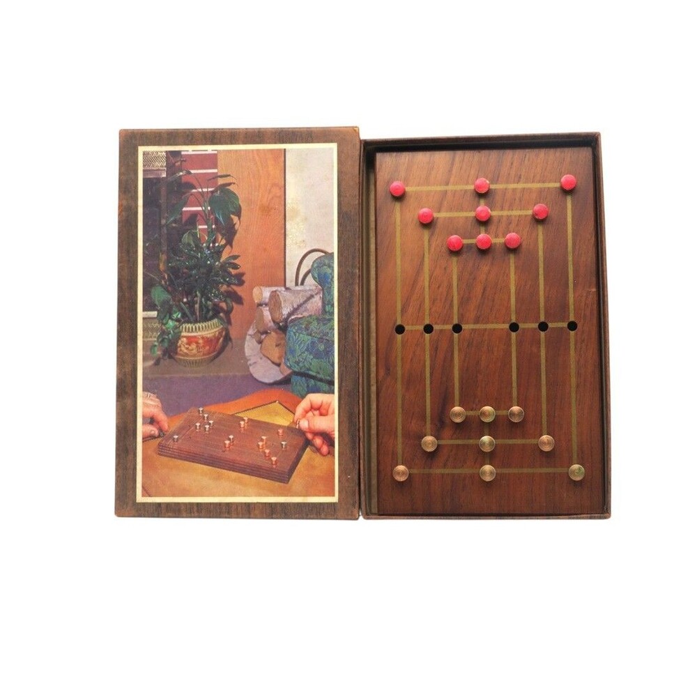 Vintage Vintage Hoyle Official The Mill Game Stancraft Walnut Wooden Peg Game